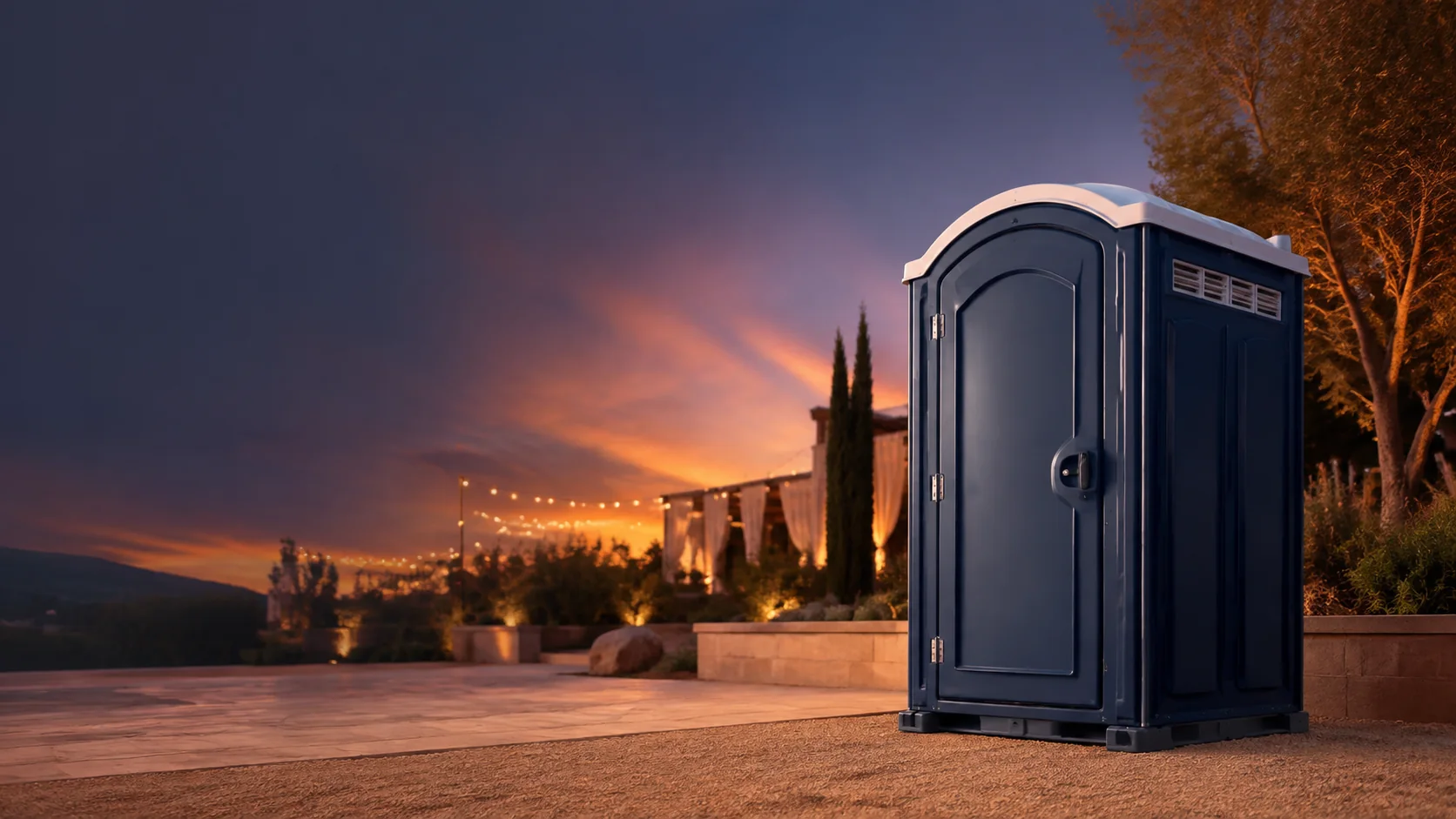 Portable restroom shown for rental planning in Pleasant Grove, UT